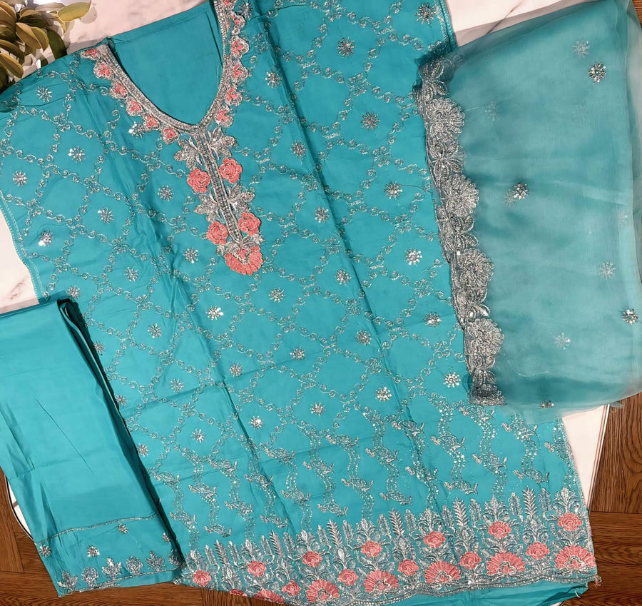 3 Piece Embroidered lawn cotton suit