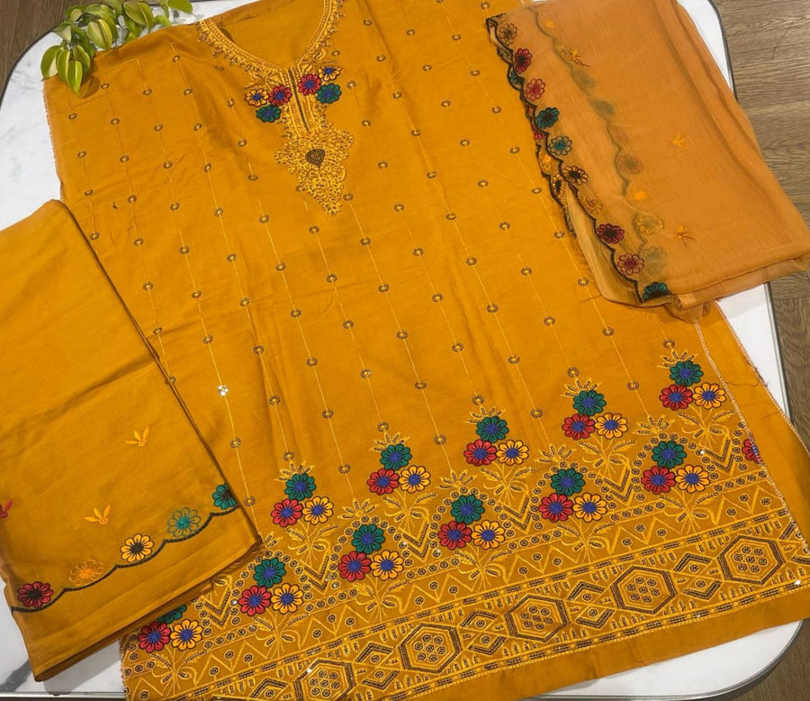 3 Piece Embroidered lawn cotton suit